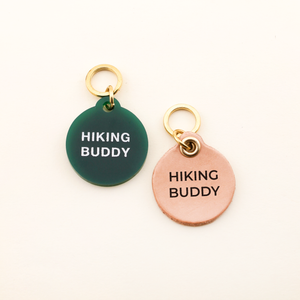 Hiking Buddy Pet Tag Acrylic and Leather | Freshwater