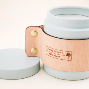 Let's Go To The Beach Travel Soy Candle Tin with fragrance notes of creamy coconut and blue agave | Shop Freshwater