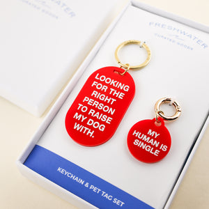 My Human is Single Keychain & Gift Tag Set | Freshwater