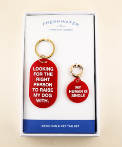 My Human is Single Keychain & Gift Tag Set | Freshwater