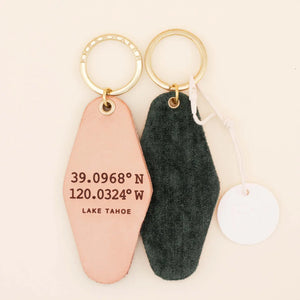 Personalized Coordinate Hotel Keychain | Freshwater