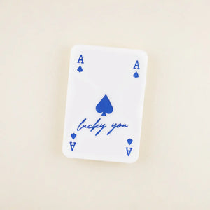 Lucky You Magnet in white acrylic with blue details | Shop Freshwater