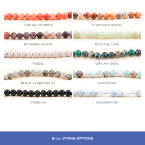 8mm Stone Color Options for Personalized Leather Beaded Bracelet  | Freshwater