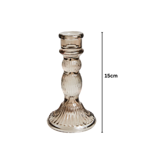 Vintage Crystal Glass Candle Holder: Brown