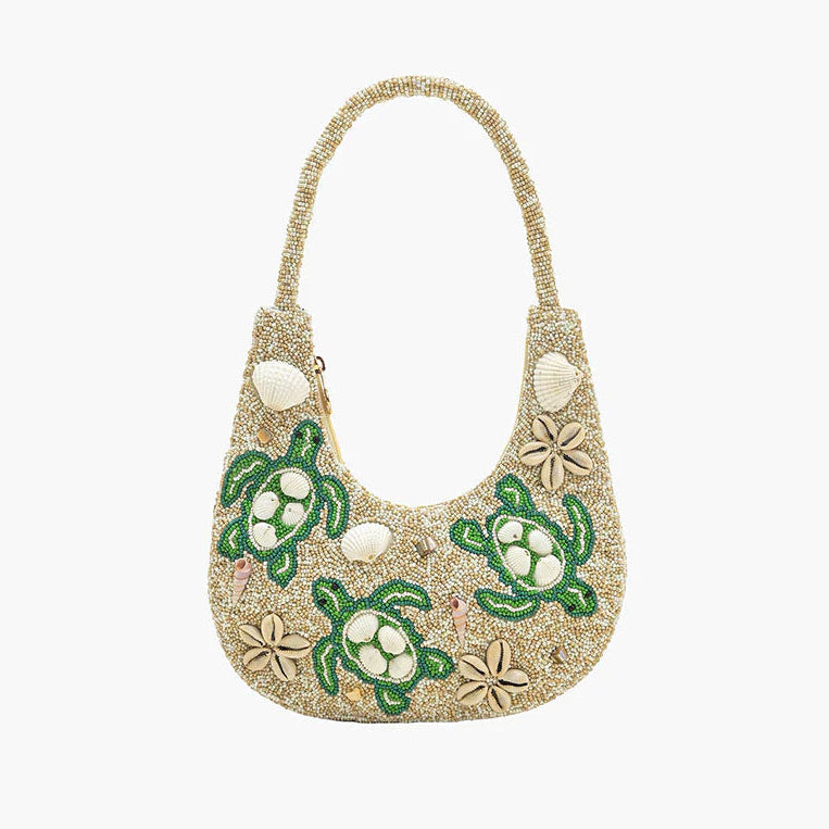 Sea Turtle Shell Beaded Hobo Bag | Freshwater Curated Goods
