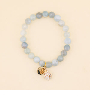 Seashell Charm Bracelet in Aquamarine | Freshwater