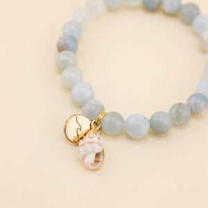 Seashell Charm Bracelet in Aquamarine | Freshwater