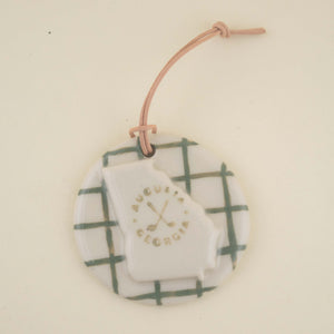 Augusta Golf Green Plaid Ceramic Ornament | Freshwater