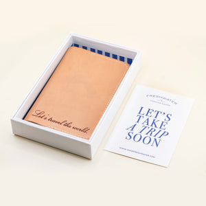 Let's Travel The World Leather Passport Holder in complimentary gift box | Shop Freshwater