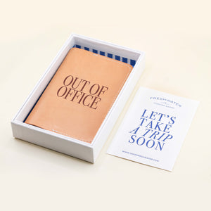 Out Of Office Leather Passport Holder in complimentary gift box | Shop Freshwater
