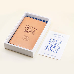 Leather Travel More, Worry Less Passport Holder in complimentary gift box | Shop Freshwater