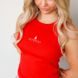 An American Original Ribbed Racer Tank | Red | Freshwater