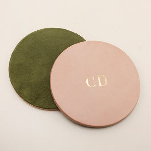 Monogrammed Leather Coaster Set | Gold Foil Debossed or Laser Engraved | Shop Freshwater
