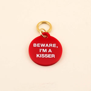 Beware, I'm A Kisser Pet Tag in Red Acrylic | Freshwater