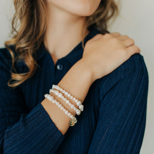 The Pearl Beaded Bracelet in a stack of 3 | Shop Freshwater