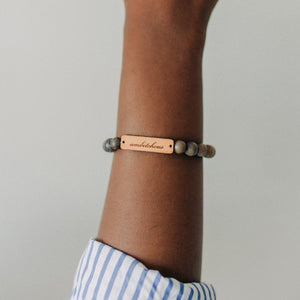 Ambitchous Beaded Bracelet with leather charm | Freshwater