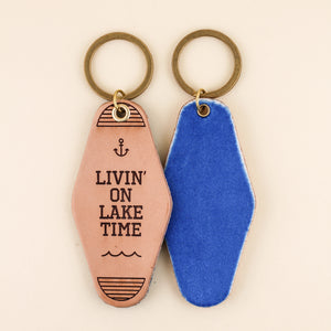 Livin' On Lake Time Hotel Keychain in leather and velvet  | Freshwater