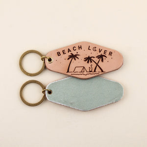 Beach Lover Hotel Keychain in leather and velvet | Freshwater