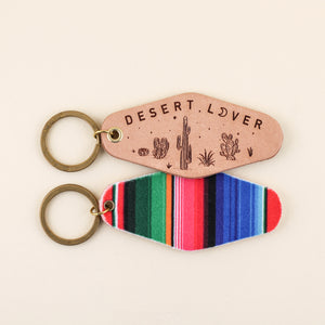Desert Lover Hotel Keychain in leather and serape velvet  | Freshwater