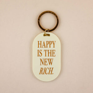 Happy Is The New Rich Keychain in Butter Yellow Acrylic | Freshwater