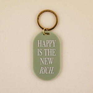 Happy Is The New Rich Keychain in Sage Green Acrylic | Freshwater