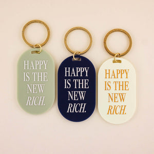 Happy Is The New Rich Keychain | Freshwater