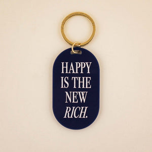 Happy Is The New Rich Keychain in Navy Acrylic | Freshwater