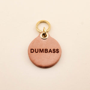 Funny Dumbass Pet Tag in Top-Grain Leather | Freshwater