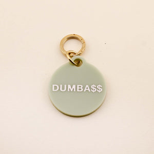 Funny Dumbass Pet Tag in Sage Green Acrylic | Freshwater