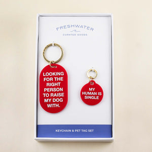 Single Human Keychain & Pet Tag Gift Set | Freshwater