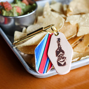 Hot Stuff Keychain featuring a hot sauce bottle | Freshwater