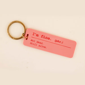 Coral and Gold I'm Fine Keychain | Freshwater