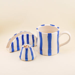 Blue and White Striped Ceramic | Freshwater
