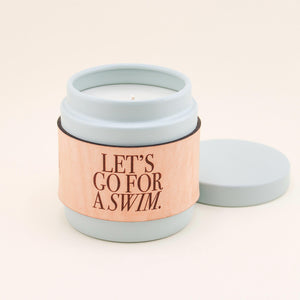 Leather-Wrapped Let's Go For A Swim Soy Candle | Shop Freshwater