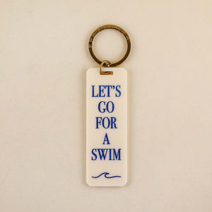 Let's Go For A Swim Keychain in Cream and Wave | Freshwater