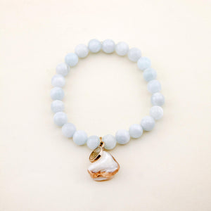 Freshwater Pearl Charm Bracelet in Aquamarine | Freshwater