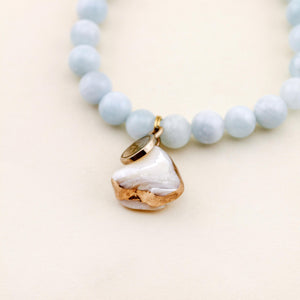 Freshwater Pearl Charm Bracelet in Aquamarine | Freshwater