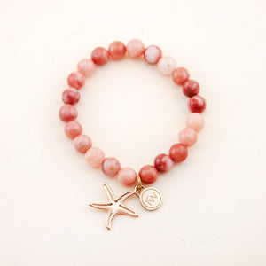 Starfish Charm Bracelet in Pink Aventurine | Freshwater