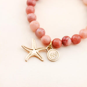 Starfish Charm Bracelet in Pink Aventurine | Freshwater