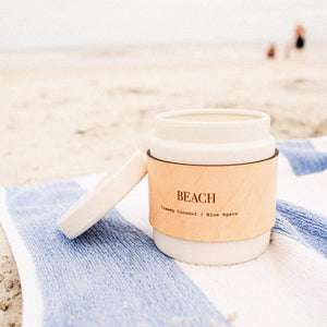 Beach Soy Candle Tin | Cream Coconut and Blue Agave Travel Candle | Freshwater