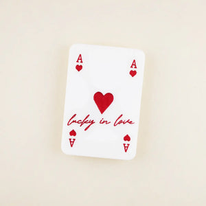 Lucky In Love Magnet in white acrylic with red card details | Shop Freshwater