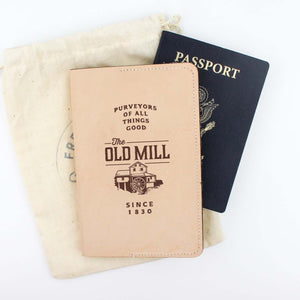 Leather Personalized Logo Passport Holder feat. The Old Mill | Shop Freshwater