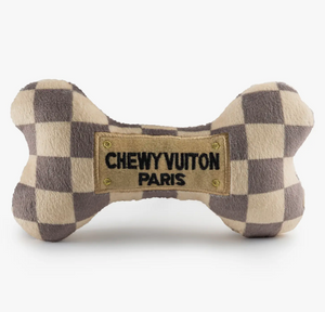 Checker Chewy Vuiton Bones Squeaker | Dog Toy | Freshwater